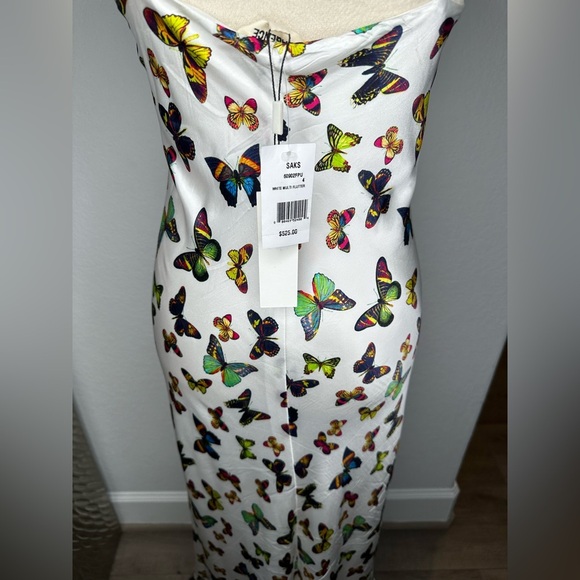 L’agence Jodie V Neck Slip women Dress white butterfly - Picture 10 of 16